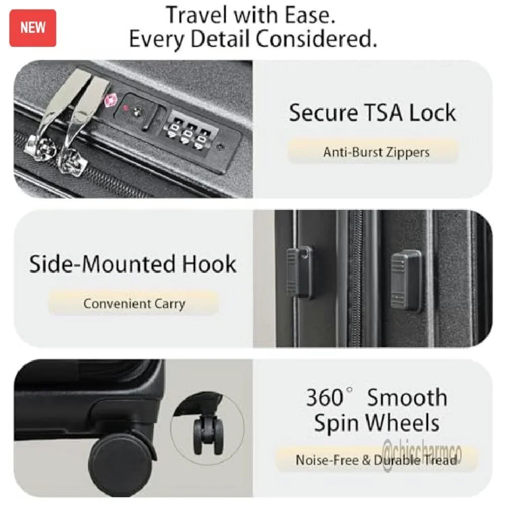 20 Inch Expandable Carry On Luggage Polycarbonate Hard Shell TSA Lock